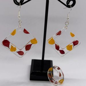 Ensemble boucle d'oreille et bague